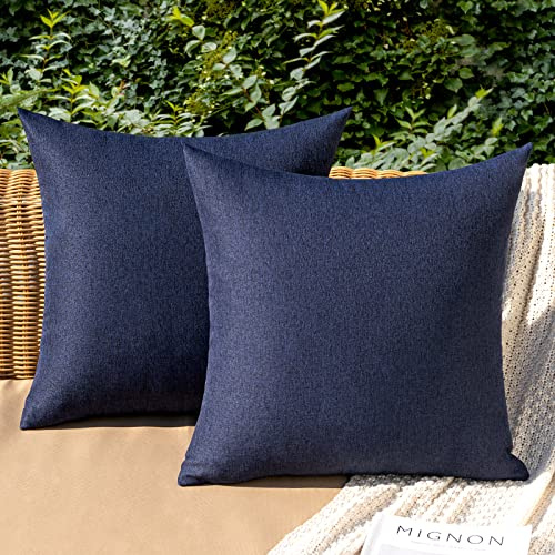 MIULEE Decorative Outdoor Pillow Covers Waterproof 18x18 Navy