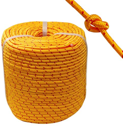 BeGrit 100 m Floating Rope Yellow Anchor Mooring Multifunction Rope 8mm Kayak Canoe Tow Throw Line for Boat Camping Hiking Awning Tent Canopy
