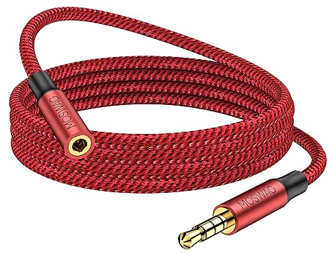 MOWSAG Alargador Jack 3.5 con Microfóno, Alargador Auriculares 3.5mm con HiFi Sonido, 4 Pines Cable Jack 3.5 mm Macho a Hembra Compatible con Switch, PS5 / PS4, Cascos, Altavoz, PC, Móvil