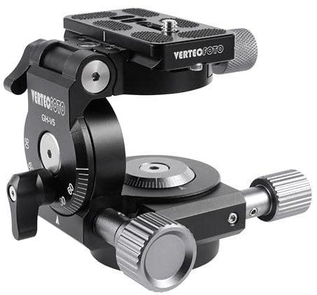 VERTECFOTO Geared Tripod Head: Minimized Backlash; Smooth & Light Micro Adjustment; Quick & Easy Swivelling with Friction Damping ; Rugged & Compact for Traveling Light.
