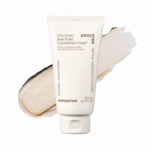 INNISFREE Volcanic BHA Pore Cleansing Foam, Gentle Deep Clean Face Wash Cleanser with Soothing Madecassoside, for Oily Skin & Pore Control, 150ml
