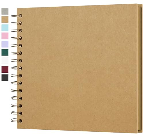 Yopih 8 x 8 Inch DIY Scrapbook Photo Album Hardcover Kraft Blank Page Acid-Free 40 Pages (20 Sheets) Memory Book for Wedding Anniversaries Family Baby Memories Small Scrapbooking Projects, Yellow