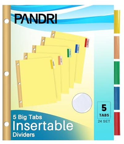 PANDRI 120 Pack Binder Dividers with 5 Tabs & Reinforced Holes, Letter Size