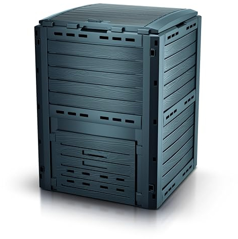 KG KITGARDEN - Compostador de Jardín con Capacidad de 280L, Eco Friendly, 100x60x59.6cm, Gris