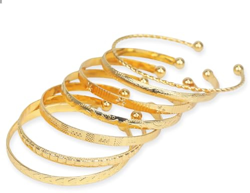 Kotkiddy Gold Armreif Manschettenarmband Set für Damen, Geschichtete Stapelbare Offene Justierbare Armreifen, Modische Schmuckgeschenk für Sie