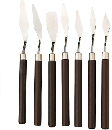 Zhenghebuy Pittura Spatola Raschietto,7 Pezzi Spatola per Pittura,Coltelli da Tavolozza,Coltelli per Pallet,Pittura ad Olio Palette,Spatola Acciaio Inox per Miscelare Colori