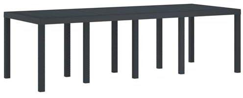 vidaXL Tavolo da Giardino Antracite 250 x 100 x 73 cm polyrattan, Giardino e Terrazza, Tavolo da Pranzo Rettangolare Moderno, Mobili Resistenti all’Acqua, per Grandi Raduni