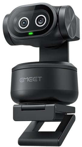 EMEET PIXY Dual-Kamera KI-gestützte PTZ-Kamera 4K, KI-Tracking, 0,2 s Schneller Fokus, mit Sony-Sensor, 3 Mikrofone, Gestensteuerung, 4K Webcam für Streaming und kompatibel mit OBS/Twitch/Switch 2