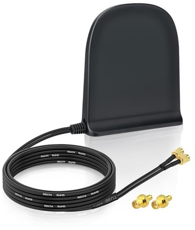 Eightwood Antena 5G LTE 4G 10dBi SMA Conector Dual Banda MIMO Antena con Base Magnética Omnidireccional + Cable de 2 M para gsm Mobile Hotspot Router CPE Cámara de Vigilancia IoT Smart Home