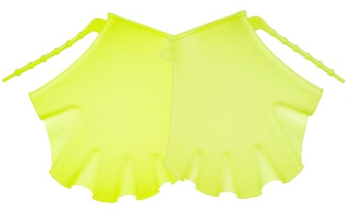 Abaodam 2 pezzi Guanti Palmati da Nuoto in Silicone Fluorescente Verde Protettivi e Regolabili per Piscina e Immersioni Accessorio Training per Ragazzi e Ragazze Principianti