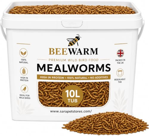Beewarm 10L Dried Mealworms for Wild Birds - Premium Bird Food Mealworms for Garden Birds - High Protein Worms for Outside Feeding Year-Round