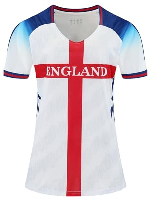 2026 England Women Jersey Football Fans Outdoor T-Shirts Sports Slim Fit Activewear Summer Athletic Tops White XL