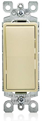 Leviton 15 Amp, 120/277 Volt, Decora Rocker 3-Way AC Quiet Switch, Residential Grade, Grounding, 1 Count (Pack of 1), 5603-2IS, Ivory