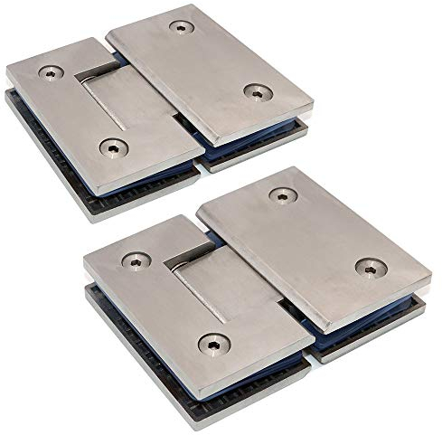 Lot de 2 charnières de porte de douche NUZAMAS - Supports en verre - Ouverture et fermeture à 180 degrés - Pince en acier inoxydable 304 - Convient pour vitrines en verre de 6 à 12 mm