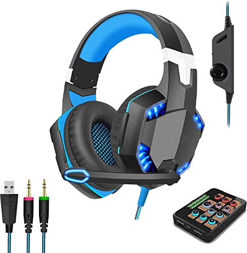 KOKITEA Voice Changer Gaming Headset for PS4, PC, Xbox, Switch, iPad, Computer, Kids, Over-Ear Headphones with Volume Control LED Light, Cool Style Stereo