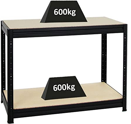 PROREGAL Höhenverstellbare Werkbank Dino Schwarz HxBxT 90x120x60cm Traglast 600kg Werktisch Arbeitstisch Steckmontage Packtisch