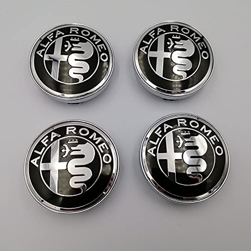 LZLL 4 Pezzi 60mm Auto Emblema Coprimozzo Ruota Centrale coprimozzo Copri Badge, per Alfa Romeo Mito 147 156 159 166 Giulietta Mito Spider Stelvio