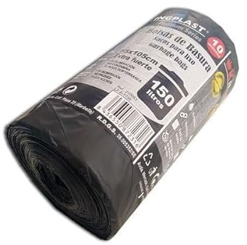 10 Bolsas de basura negra línea Platinum. Tamaño XXL 85x105 cms. Sacos de basura extraresistentes y antidesgarro. 10 uds por rollo