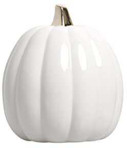 Pearhead Citrouille en céramique Blanche, décoration d'automne pour la Maison, décoration d'intérieur de Vacances Moderne, décorations d'halloween Tendance, Petite Taille