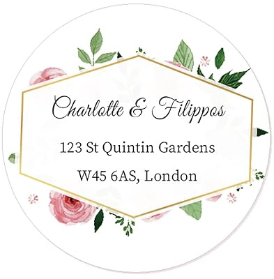 48 PERSONNALISÉS Étiquettes d'adresse/Étiquettes d'adresse de réponse pour mariage,Fete,cadeau,produits,Noël,enveloppes adresse Étiquettes 40mm - Rd 401 (002 Une rose)