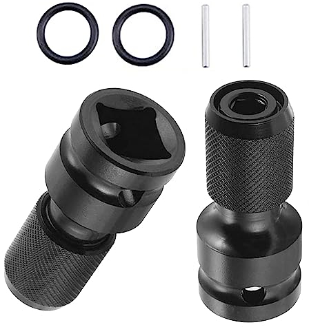2 piezas Conjunto de adaptadores de casquillo - de adaptador de unidad cuadrada de 1/2 pulgada a vástago hexagonal de 1/4 pulgada para llaves de trinquete y soporte de brocas de destornillador