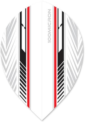 US Darts 5 Sets (15 Flights) Pentathlon 100 Micron Ex-Tough Pear Dart Flights - White, Red, Black