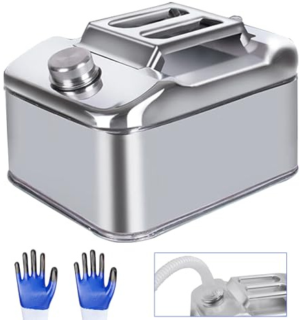 2.5 Gallon Metal Water Can 304 Stainless Steel Can with Flexible Nozzle System Pressure Relief Valve Safety Configuration Portable for ATV UTV SUV MPV Trailer and Off Road Camping （10 Litre）