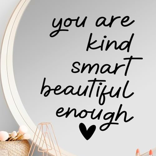 AOZUO 3 teiliges Spiegel Aufkleber Wandtattoo Sprüche, Spiegel Aufkleber Spruch Badezimmer Dekoration Wandaufkleber für Zitate Wandsticker Fensterbilder Motivation Deko Geschenk(Schwarz)