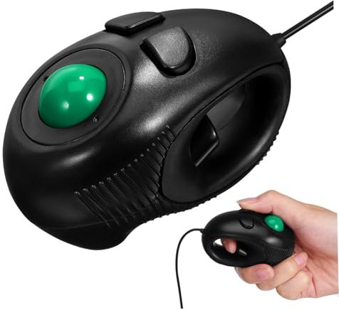 CAXUSD Usb Wired Mini Trackball Mouse with 4d Scrolling for Laptop and Pc, Portable Ergonomic Handheld Mouse in Black for Travel and Precision Navigation
