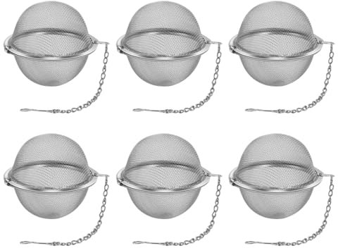 6 Pcs Tea Strainers for Loose Tea, Tea Strainer, Tea Infuser for Loose Tea, Loose Tea Infuser, Tea Infuser, for Loose Tea Stainless Steel Tea Strainer Ball Tea Leaf Infuser with Extended Chain Hook
