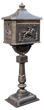 GNbow Buzón de Correo de Aluminio Fundido, buzón Retro, buzón Independiente, buzón de Aterrizaje for Exteriores