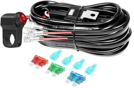 RIGIDON Kit cablaggio barra luminosa a LED manubrio moto 7/8 interruttore a pulsante 12V 18AWG 2 cavi On Off per ATV Dirt Bike per fari fendinebbia, lunghezza 3 metri (Modello 2)