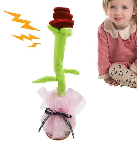 Melodic Dancing Blossom - Cheerful Singing Flower Stuffed Doll, Fun Motion Plush Figure | Portable Music Floral Companion, Lively Buddy, USB Rechargeable Playmate, Amusing Nursery Decor Accent,