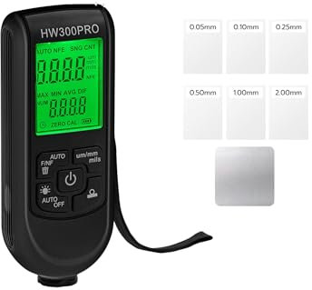 Tolesum Medidor de espesor de capa digital, medidor de pintura para coche con cuerda portátil, 0-2000 para espesores de pintura, medidor de espesor de pintura para automóviles usados, color negro