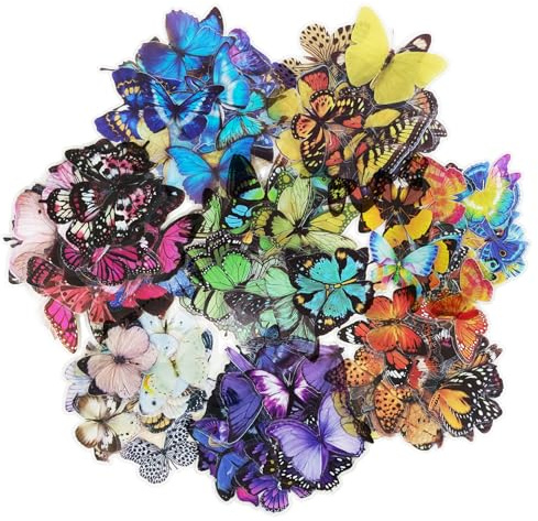 320 Pcs Pegatinas de Mariposa, impermeables transparentes coloridas resina decorativa para naturaleza,Pegatinas Transparentes Scrapbooking, Es adecuado para el uso de la tecnología de manuales