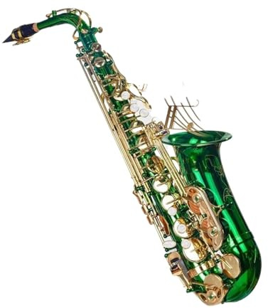 Professionell Saxofon Grönt altsaxofon E drop set för nybörjare inkluderar rengöringsduk för fodral handskar halsrem och andra tillbehör