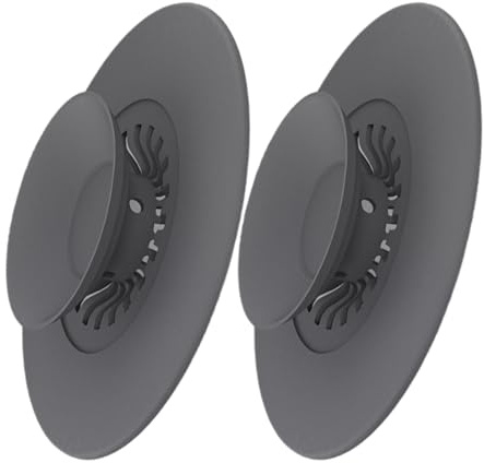 Tapón de Drenaje Universal 2 Piezas - Suave Tapones Fregadero, Fregaderos y Bañeras - Pack de 2 Tapones Flexibles con Filtro de Comida y Pelo, Diseño Antideslizante y Fácil de Limpiar