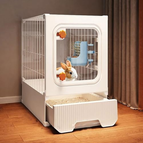 Gabbia per Conigli Da Interno, Conigliera con Vassoio Rimovibile E Cassetto Portaoggetti - Habitat Per Piccoli Animali Di Facile Montaggio per Criceti, Conigli E Piccoli Animali(36 * 46 * 53cm)