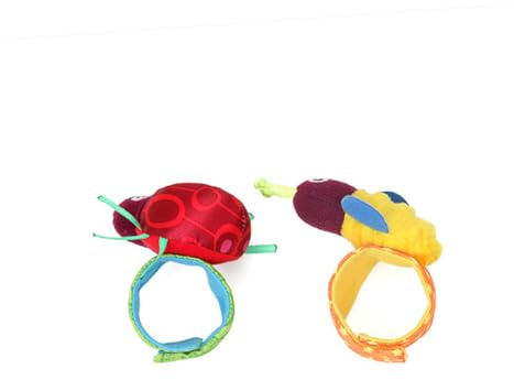 WOONEKY 2 pièces Jouets Nés Bracelet Hochet Forme de Scarabée et Abeille Jouets Sensoriels pour Tout-petits Garçon Fille Développement des et Motricité à Naissance