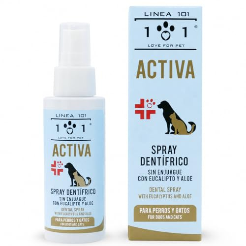 Linea 101, Dentifricio Spray per Cani con Aloe, Menta e Eucalipto, 100ml, Pulizia Denti Cane, Azione Antibatterica e Rinfrescante per Alito Cattivo Cane, Naturale, Igiene Orale Made in Italy