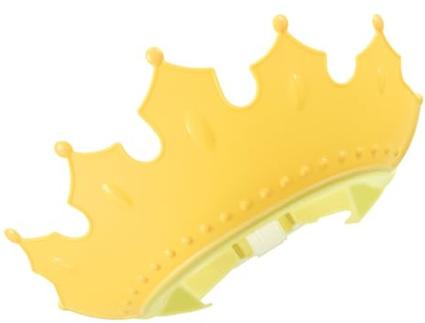 CHICAMPERA Cuffia da Doccia Gialla per Bambini a Forma di Corona Regolabile in Tpe Leggera e Protettiva per Occhi e Orecchie Durante Bagnetto