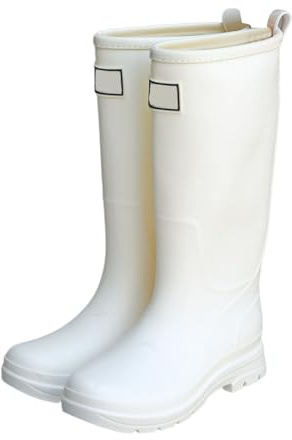 Botas de goma para mujer, cómodas, antideslizantes, botas de lluvia cortas, beige, 36 EU