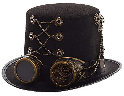 GRACEART Unisex Steampunk Hut Steampunk Zylinder Hut für Männer oder Frauen (DE/NL/SE/PL, Alphanumerisch, L, Style-02)