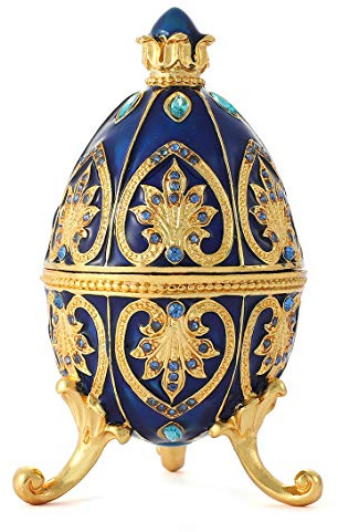 QIFU Easter Egg Style Enamelled Trinket box Hinged Unique Gift for Family