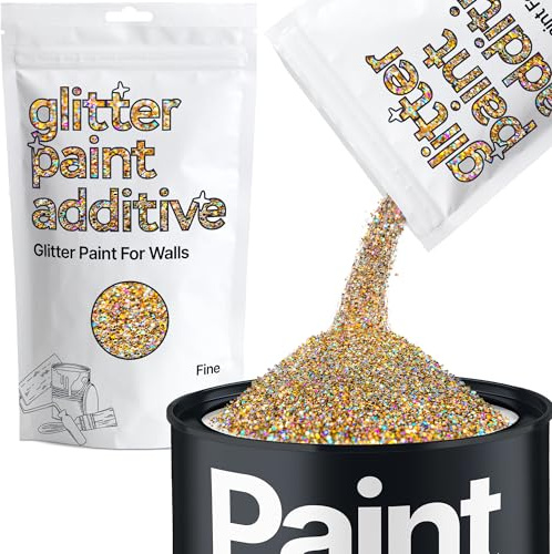 Hemway Gold Silver Holographic Glitter Paint Additive Fine 100g | for Paints & Varnish | Paint Walls Sparkly Add to Emulsion, Acrylic or Lacquer Indoor