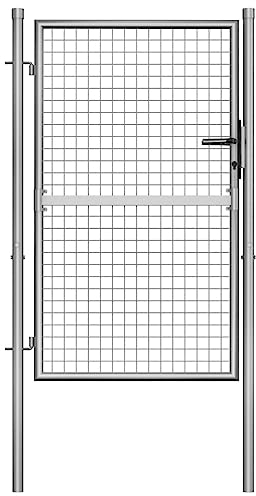 vidaXL Puerta de Jardín Acero Galvanizado Plateado 105x175cm Cercado Entrada Práctica Bricolaje Bisagras Resistentes Diseño Clásico Estable Duradera