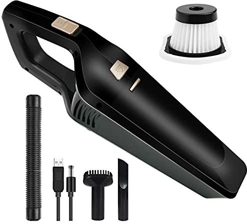 URAQT Aspirabriciole Senza Fili, Aspirapolvere Portatile Ricaricabile, 12V 120W 4.5k PA Multifunzione Aspirapolvere a Mano Potente, 30 Minuti di Lavoro USB, Bbuono per Casa/Auto/Ufficio