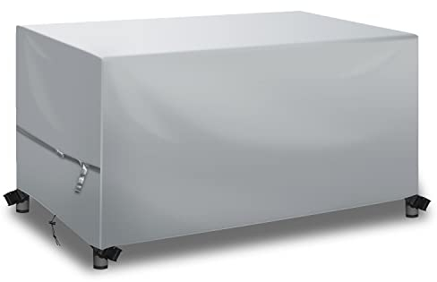 YoungBee Gartenmöbel Abdeckungen,Outdoor wasserdichte Gartenmöbel Schutzhülle,Anti-UV, Verbessertes Reißfestes Garngefärbtesl Oxford,Rechteckige Abdeckung für Gartentisch185*120 * 74cm Silber