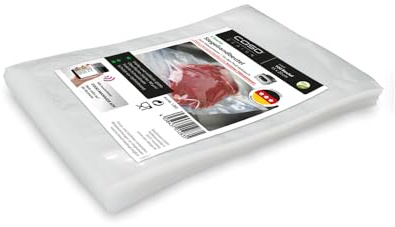 CASO Siegelrandbeutel 15 x 20 cm, 90 mμ, 100 Stück, ausschließlich für Kammervakuumierer, glatte Oberfläche, stabile Schweißnaht, BPA-Frei, Sous Vide, Made in Germany
