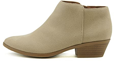 Soda Women's Western Ankle Bootie w Low Chunky Block Stacked Heel (LT Wheat, Numeric_8_Point_5)